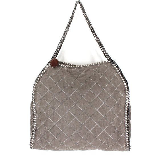 Stella McCartney Falabella Grey Quilted Canvas Chainlink Handbag Vegan Leather - Picture 1 of 10
